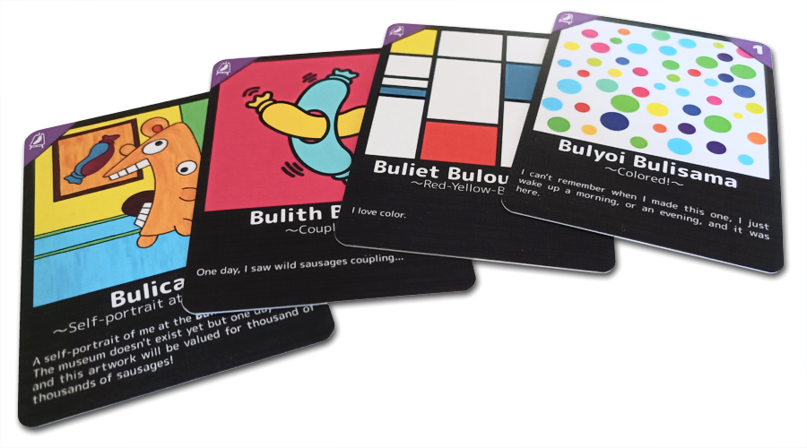 Picture of a physical game cards (Artist cards)