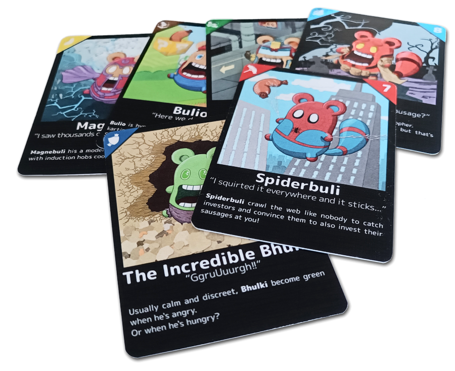 Picture of a physical game cards (Super Heroes cards)
